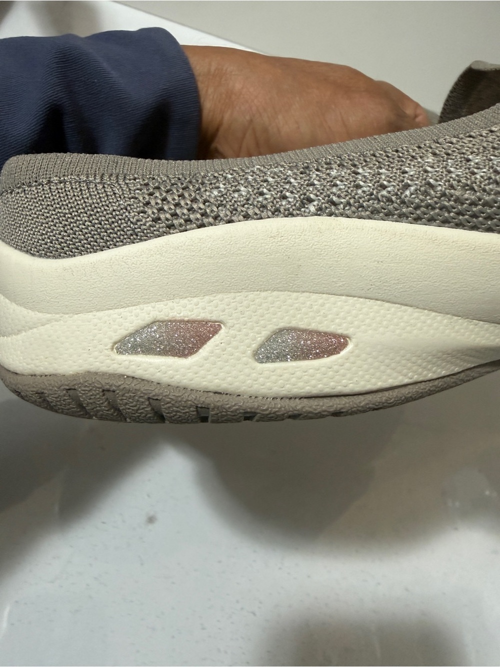 Skechers Slip-On Knit Walking Shoes - Taupe - Picture 6 of 9